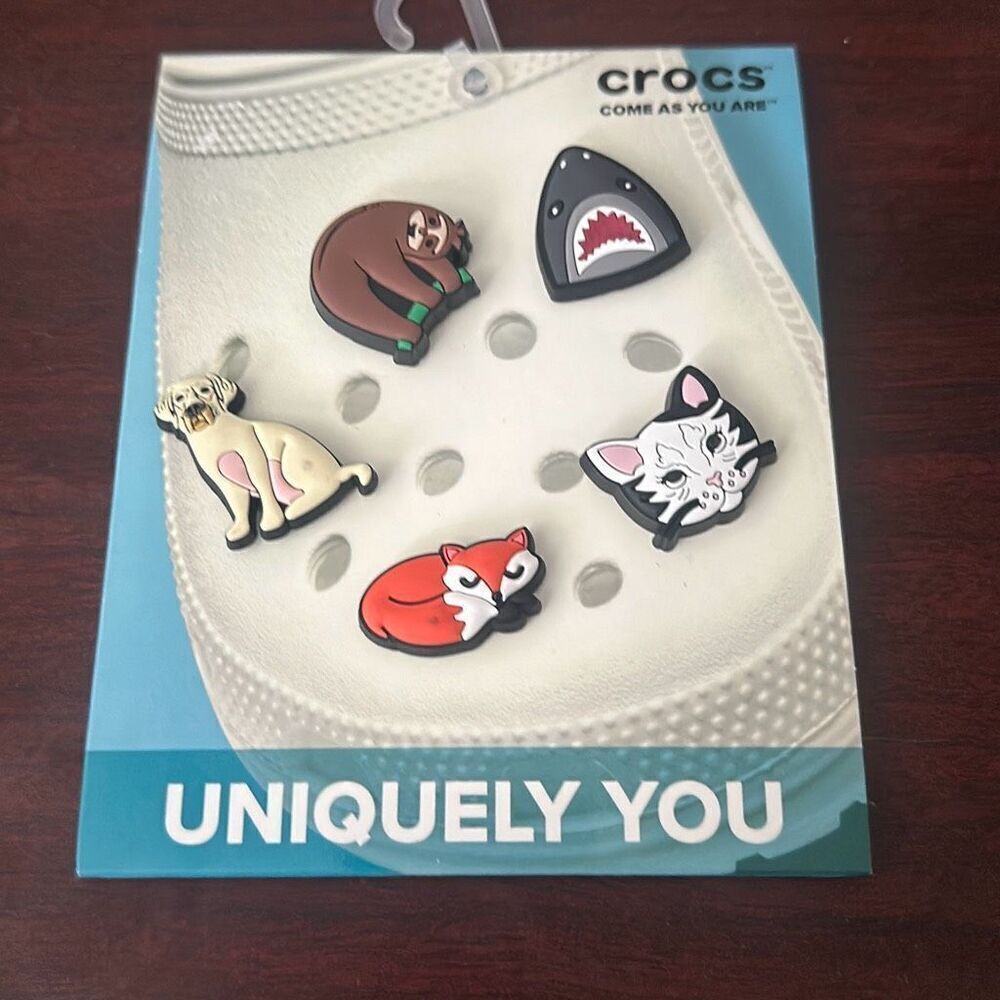 NWT Crocs Multicolor Uniquely You Jibbitz Animal Lover‎ 5-Pack Charms One Size
